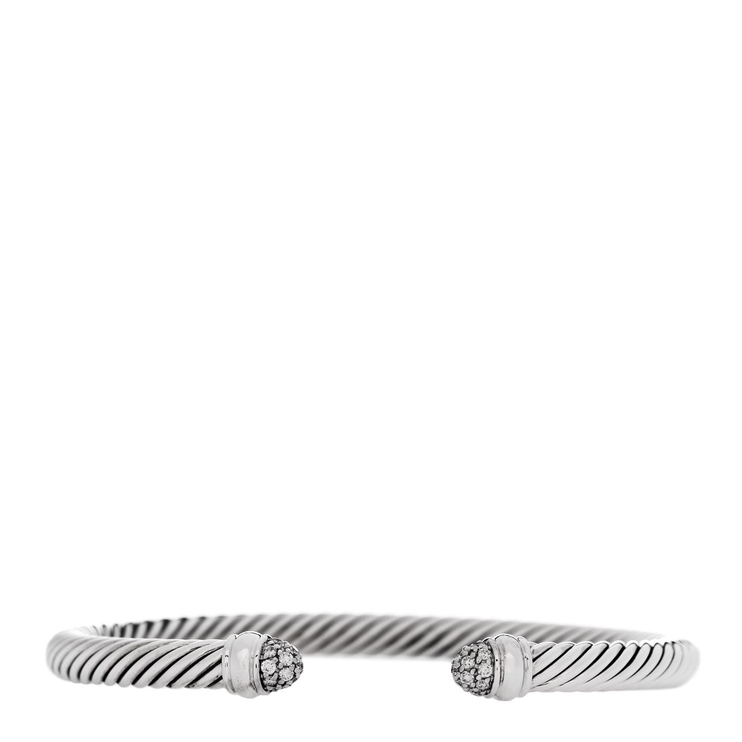 David Yurman Sterling Silver Pave Diamond 5mm Cable Classics Bracelet 1 of 3