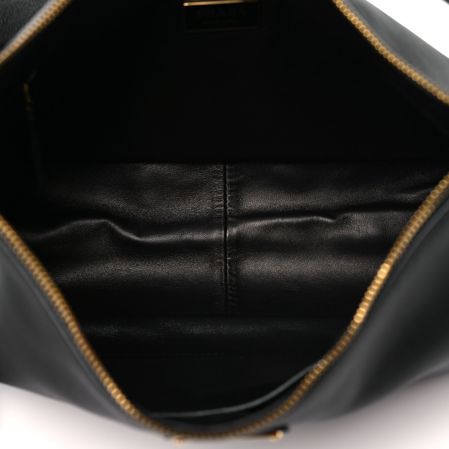 Prada Soft Calfskin Aimee Shoulder Bag Black 5 of 9