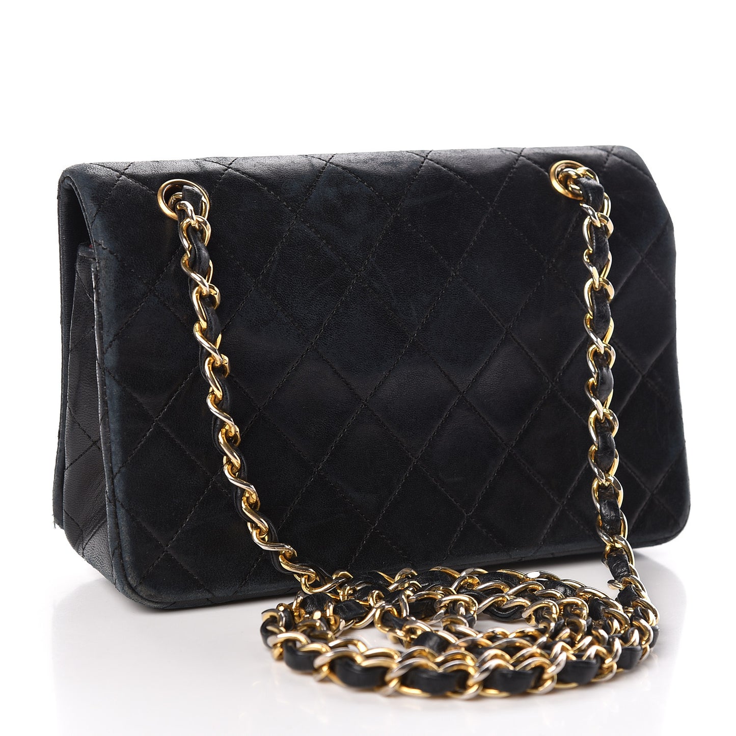 Lambskin Quilted Small Single Flap Bag Black