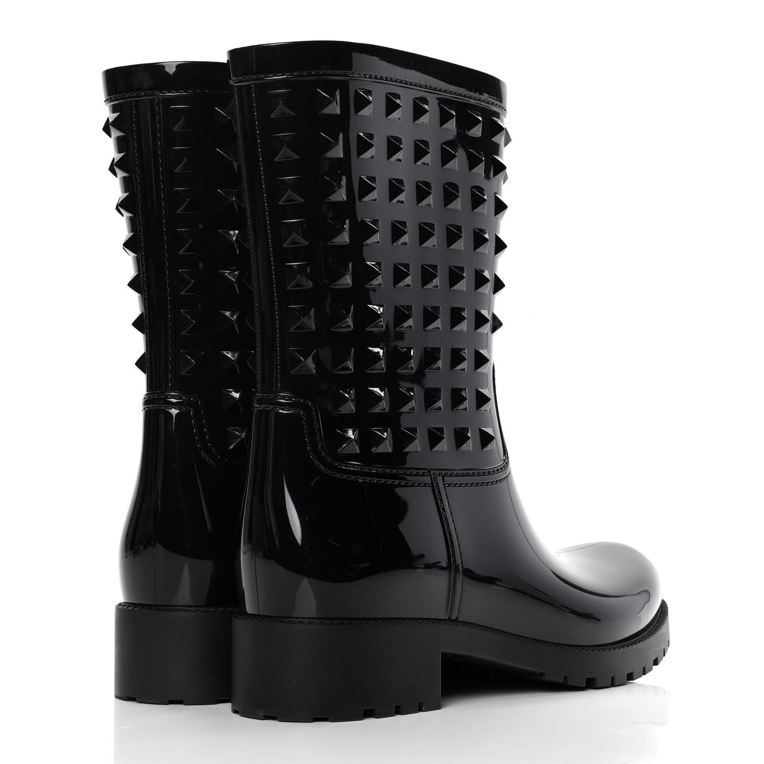 Valentino Garavani Rubber Rockstud Short Rainboots 41 Black 4 of 10