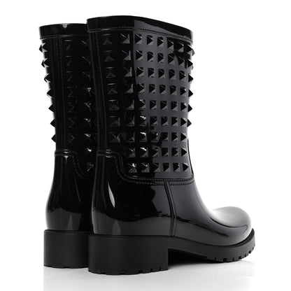 Valentino Garavani Rubber Rockstud Short Rainboots 41 Black 4 of 10