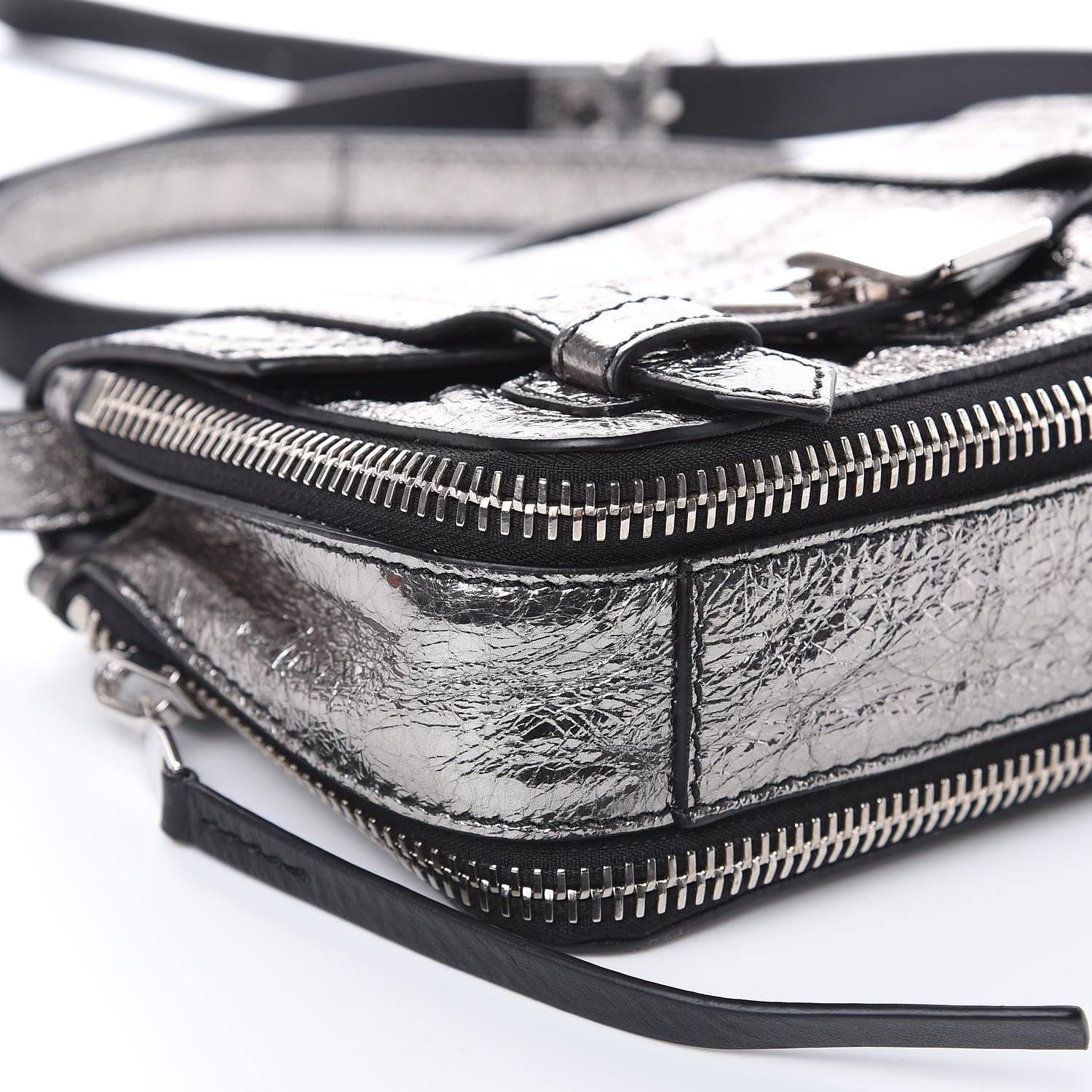 Proenza Schouler Metallic Paper Lambskin PS1 Mini Pouch Messenger Dark Silver 7 of 8