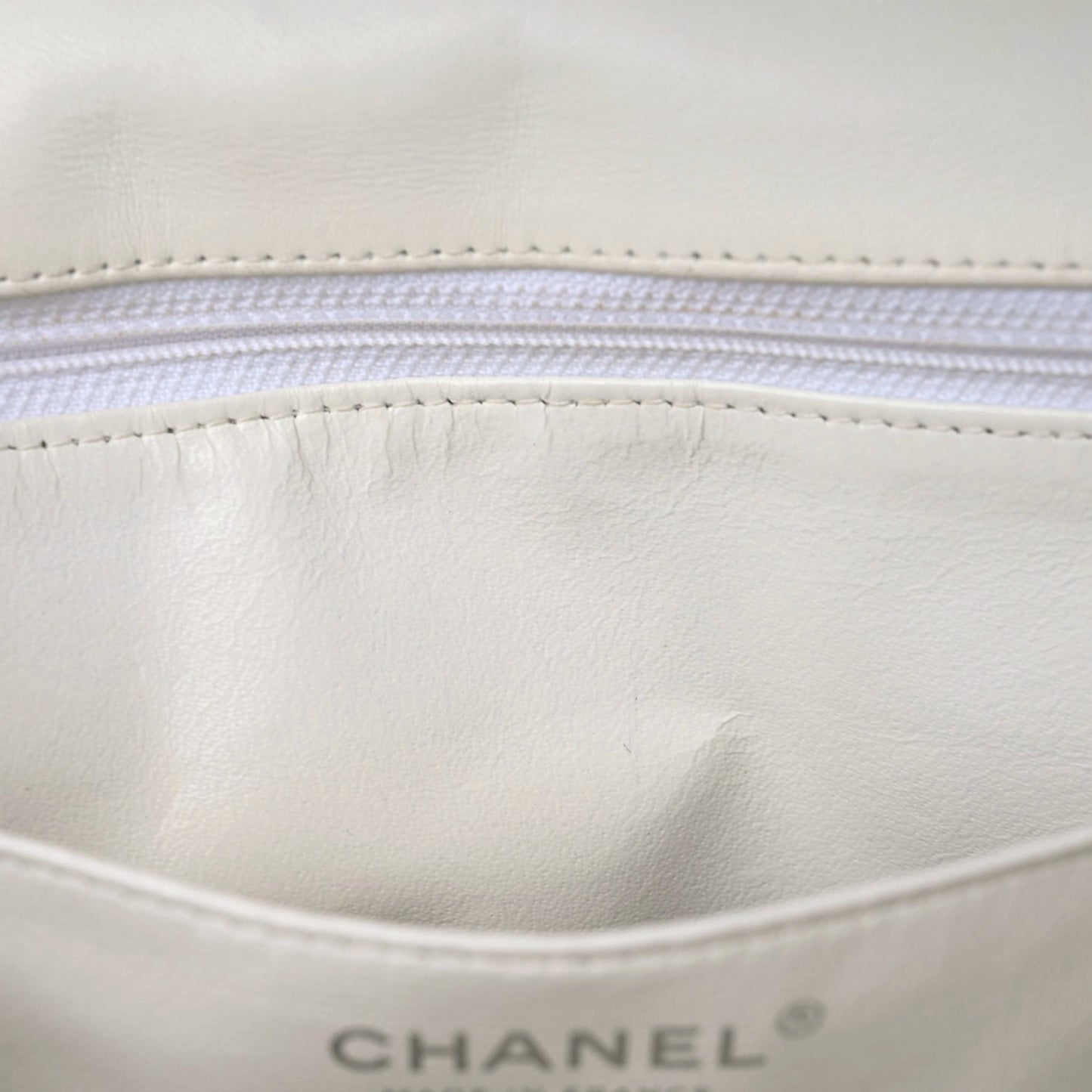 Lambskin Quilted Jumbo Single Flap White