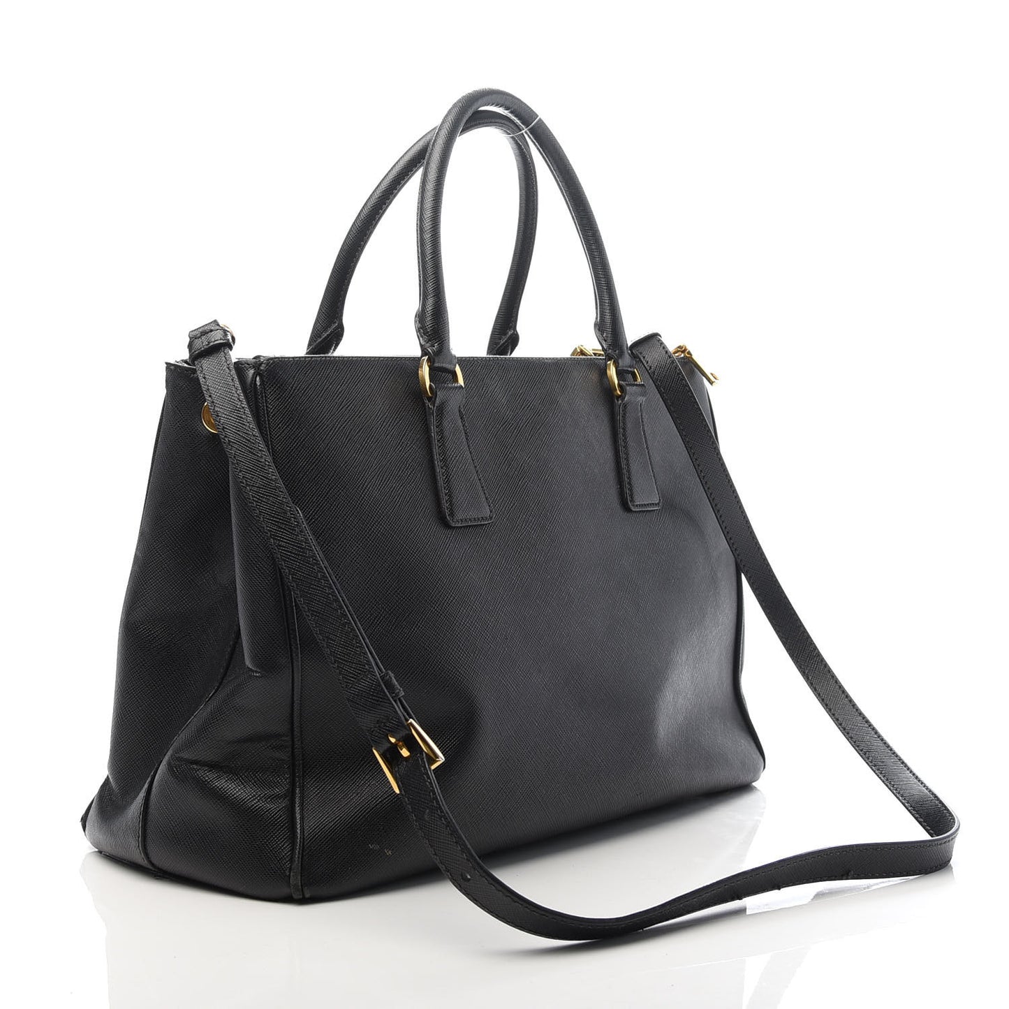 Saffiano Large Galleria Double Zip Tote Black