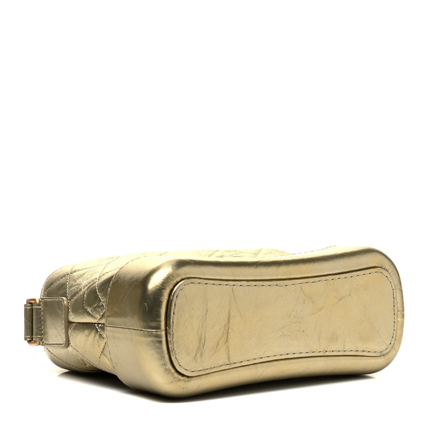 Metallic Aged Calfskin Quilted Small Gabrielle Hobo Gold