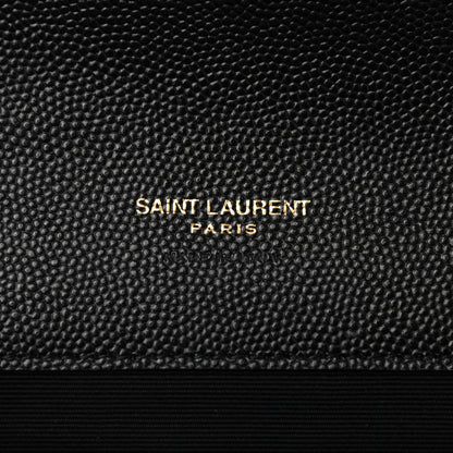 Saint Laurent Grain De Poudre Matelasse Chevron Monogram Envelope Clutch Black 6 of 7