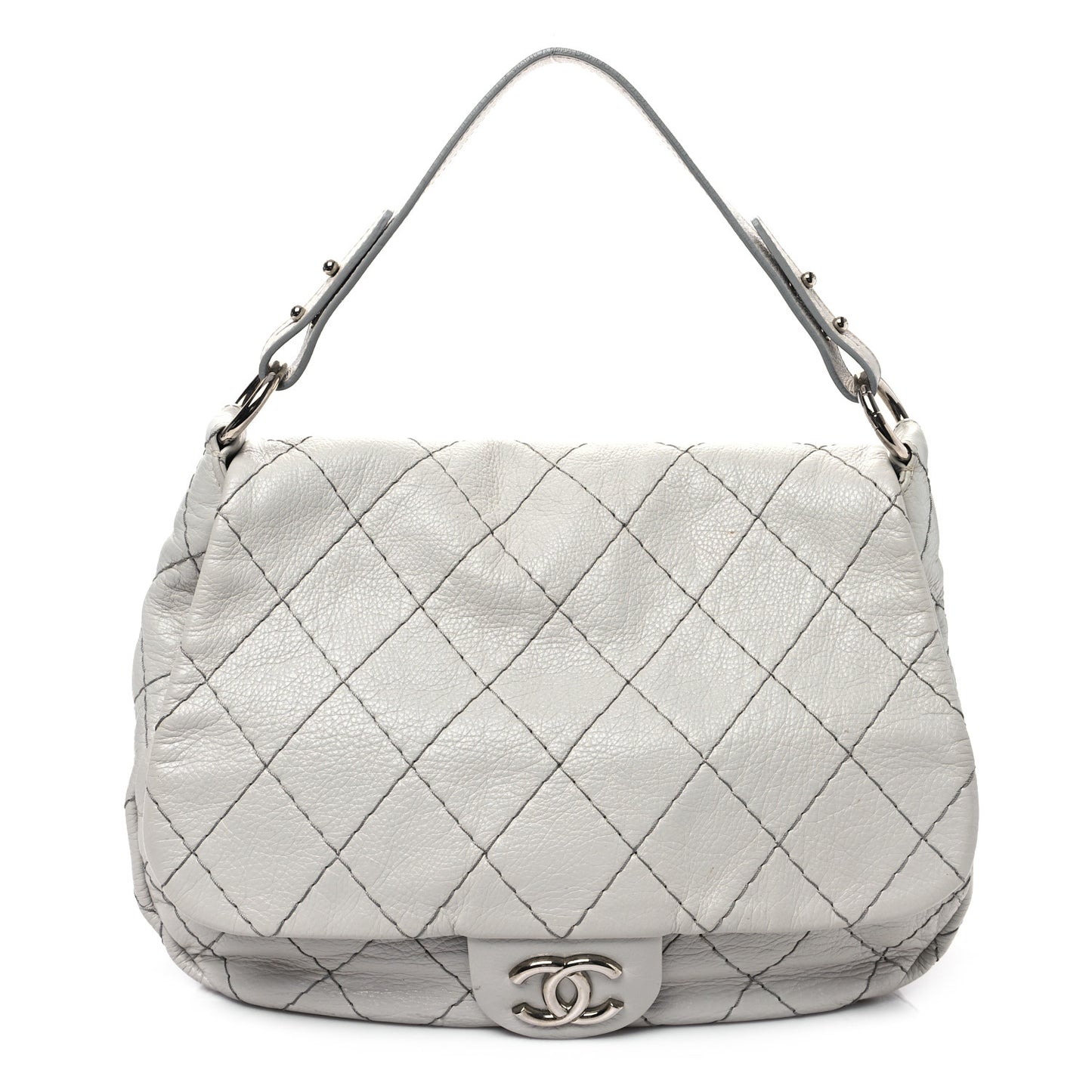 Glazed Calfskin XL On The Road Flap Light Grey