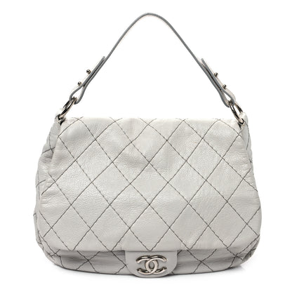 Chanel Glazed Calfskin XL On The Road Flap Light Grey 1 of 14