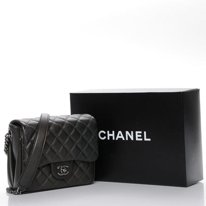 Chanel Metallic Goatskin Quilted Small Rock In Rome Flap Charcoal 8 of 8