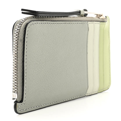 Loewe Calfskin Puzzle Colorblock Coin Card Holder Ash Grey Light Celadon 3 of 9