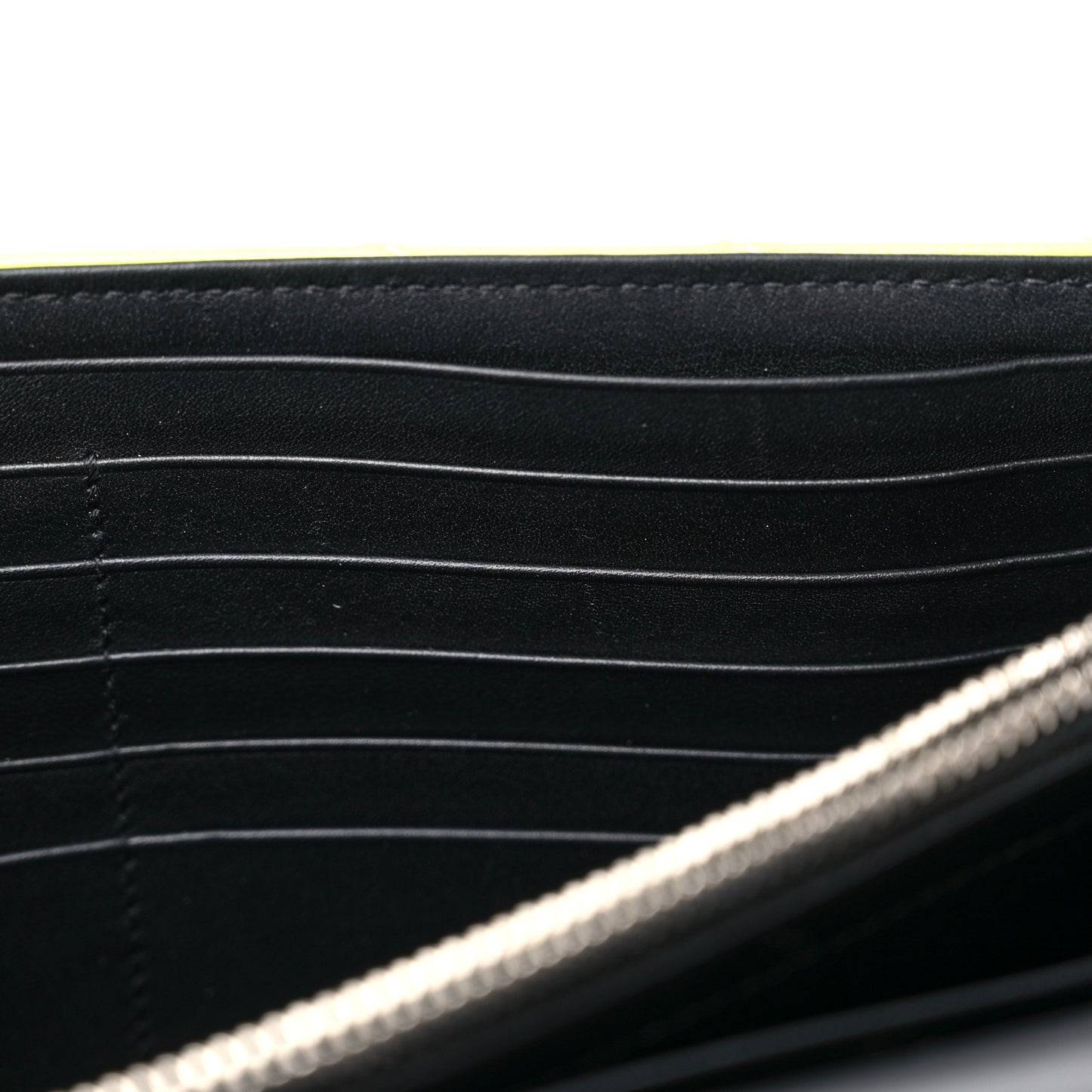 Patent Grain De Poudre Matelasse Chevron Monogram Chain Wallet Neon Yellow