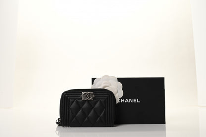 Chanel Caviar Quilted Boy Zip Around Coin Purse Wallet Black 20 of 20