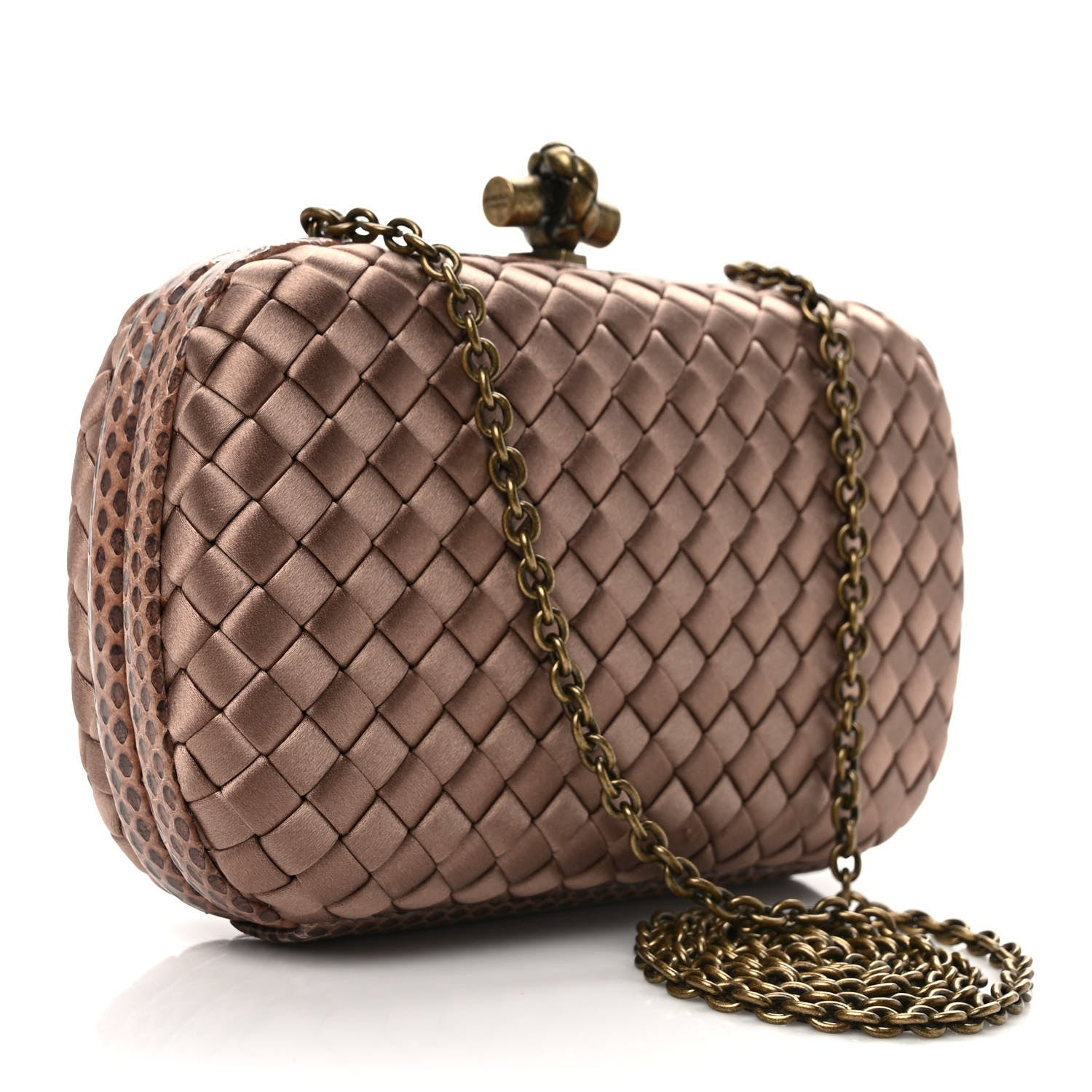 Bottega Veneta Satin Intreccio Impero Ayers Knot Clutch Blush 2 of 7