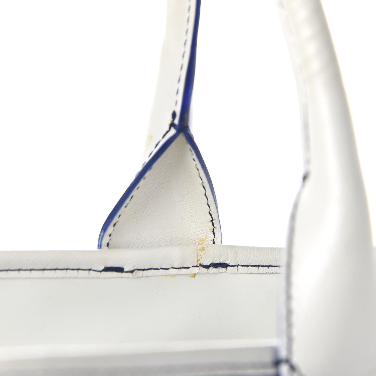 Calfskin Canvas Basket Sea Medium Tote White Blue