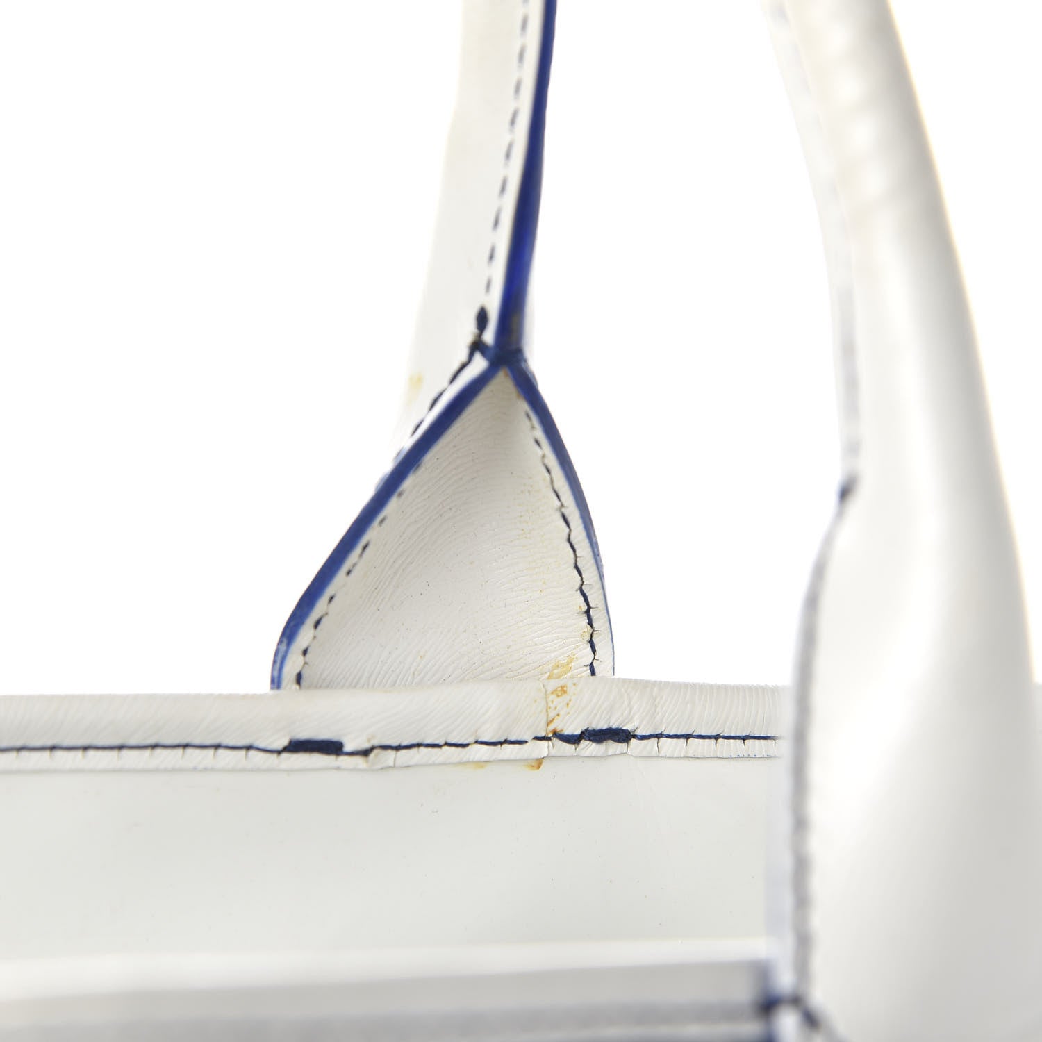Fendi Calfskin Canvas Basket Sea Medium Tote White Blue 11 of 15