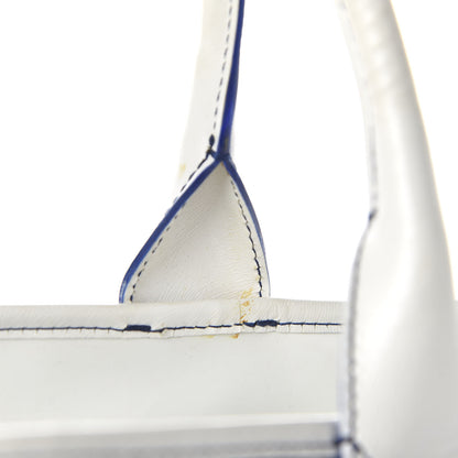 Fendi Calfskin Canvas Basket Sea Medium Tote White Blue 11 of 15