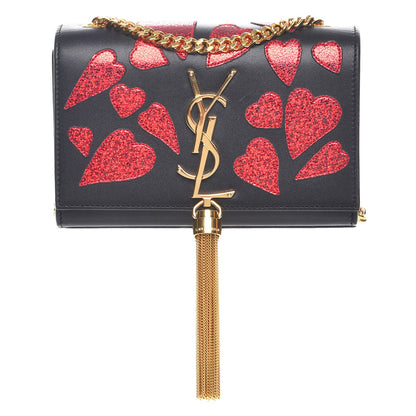 Saint Laurent Calfskin Small Monogram Kate Tassel Heart Satchel Black Rouge 1 of 7