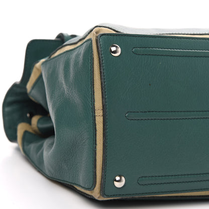 Saint Laurent Calfskin Canvas Large Muse Two Green Beige 8 of 12
