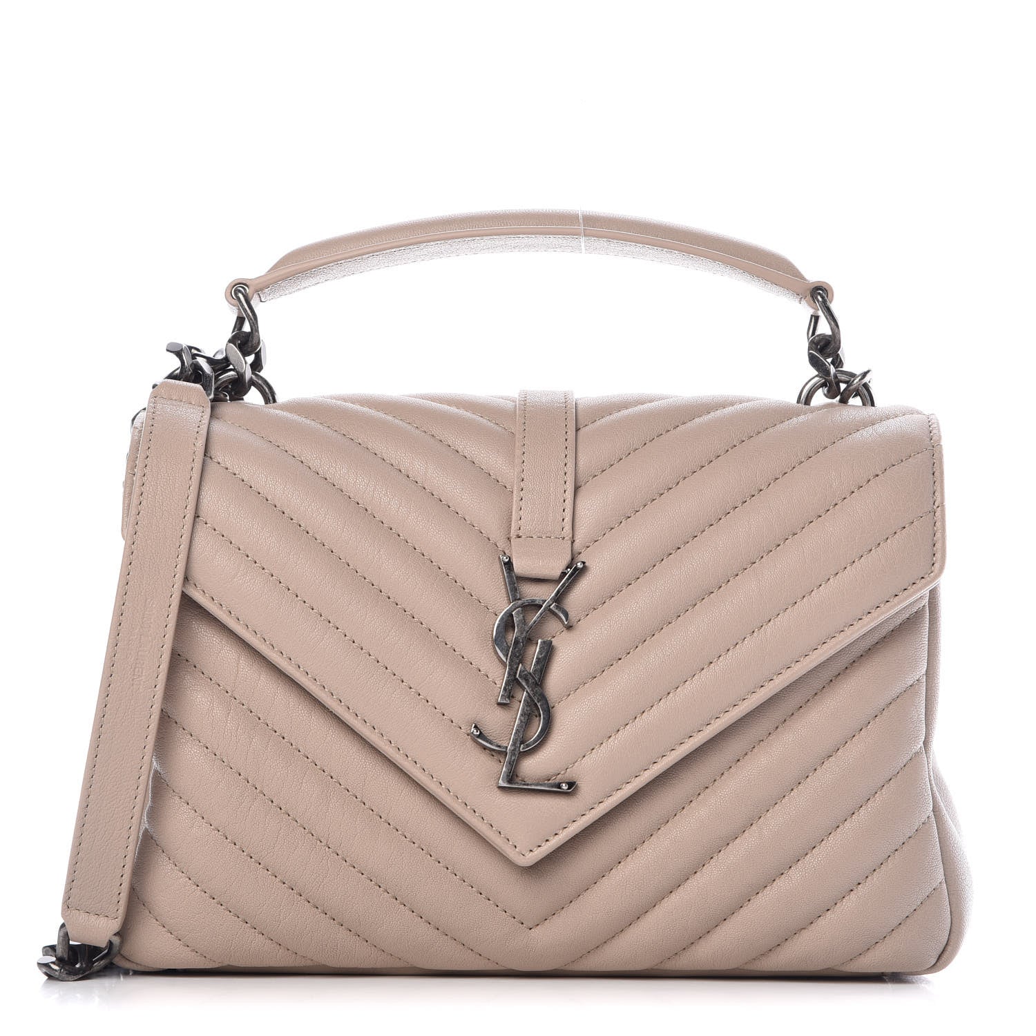 Saint Laurent Sheepskin Matelasse Chevron Monogram Medium College Bag Fard 1 of 9