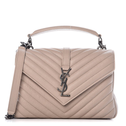 Saint Laurent Sheepskin Matelasse Chevron Monogram Medium College Bag Fard 1 of 9