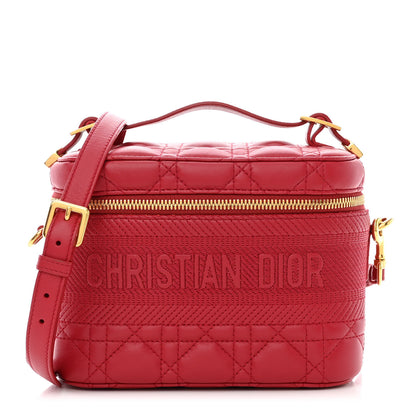 Christian Dior Lambskin Cannage Small Diortravel Vanity Case Red 1 of 10