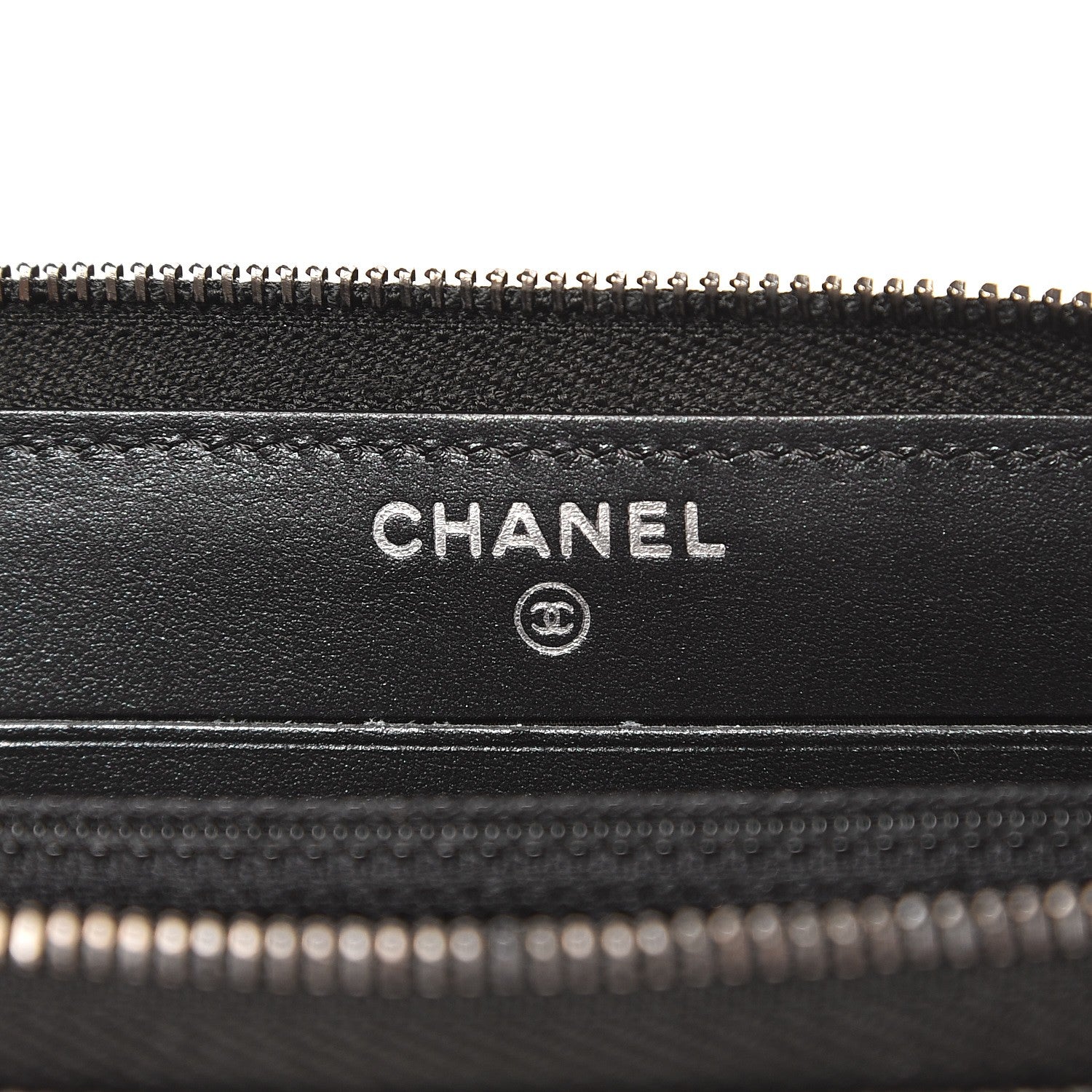 Chanel Iridescent Caviar Chevron Quilted Small Zip Around Wallet Black 6 of 9