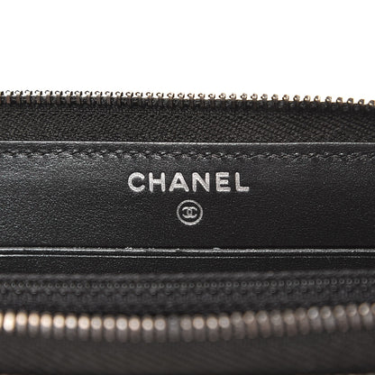 Chanel Iridescent Caviar Chevron Quilted Small Zip Around Wallet Black 6 of 9