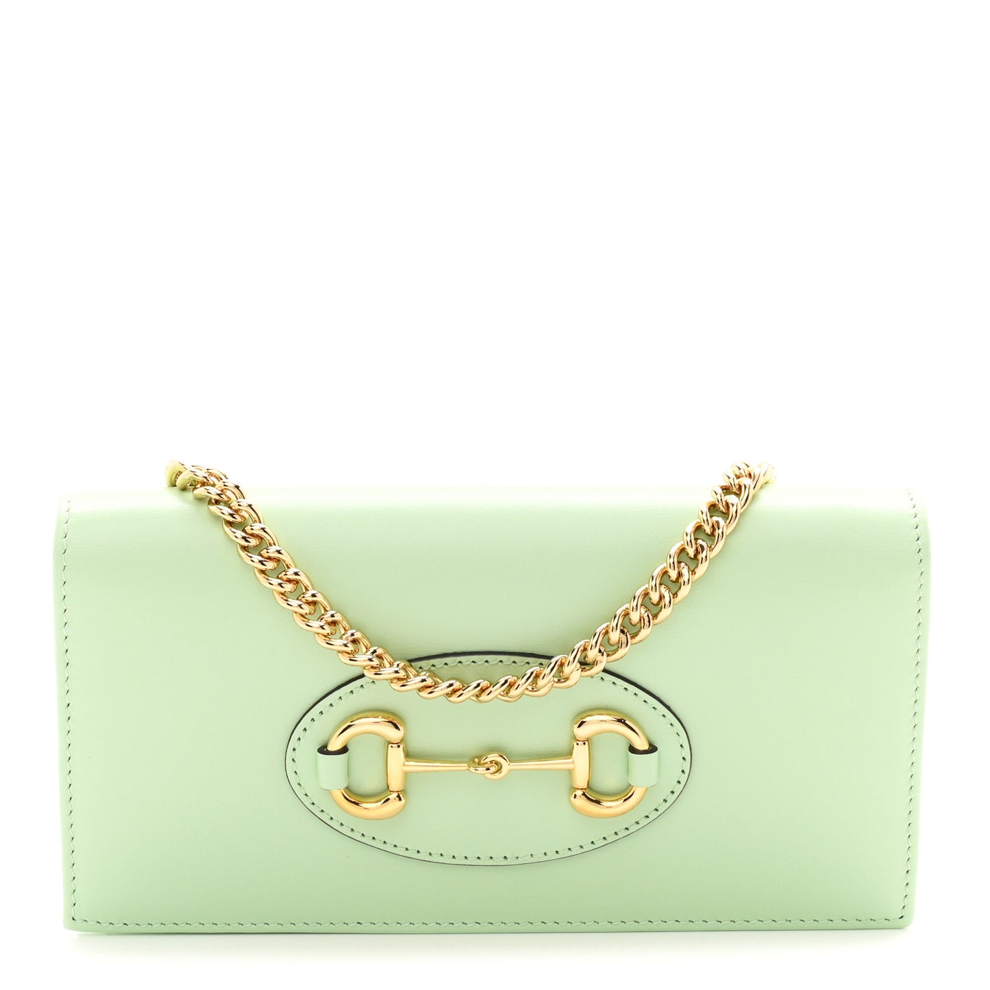 Boarded Plutone Calfskin Horsebit 1955 Wallet On Chain Green