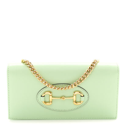 Gucci Boarded Plutone Calfskin Horsebit 1955 Wallet On Chain Green 1 of 11