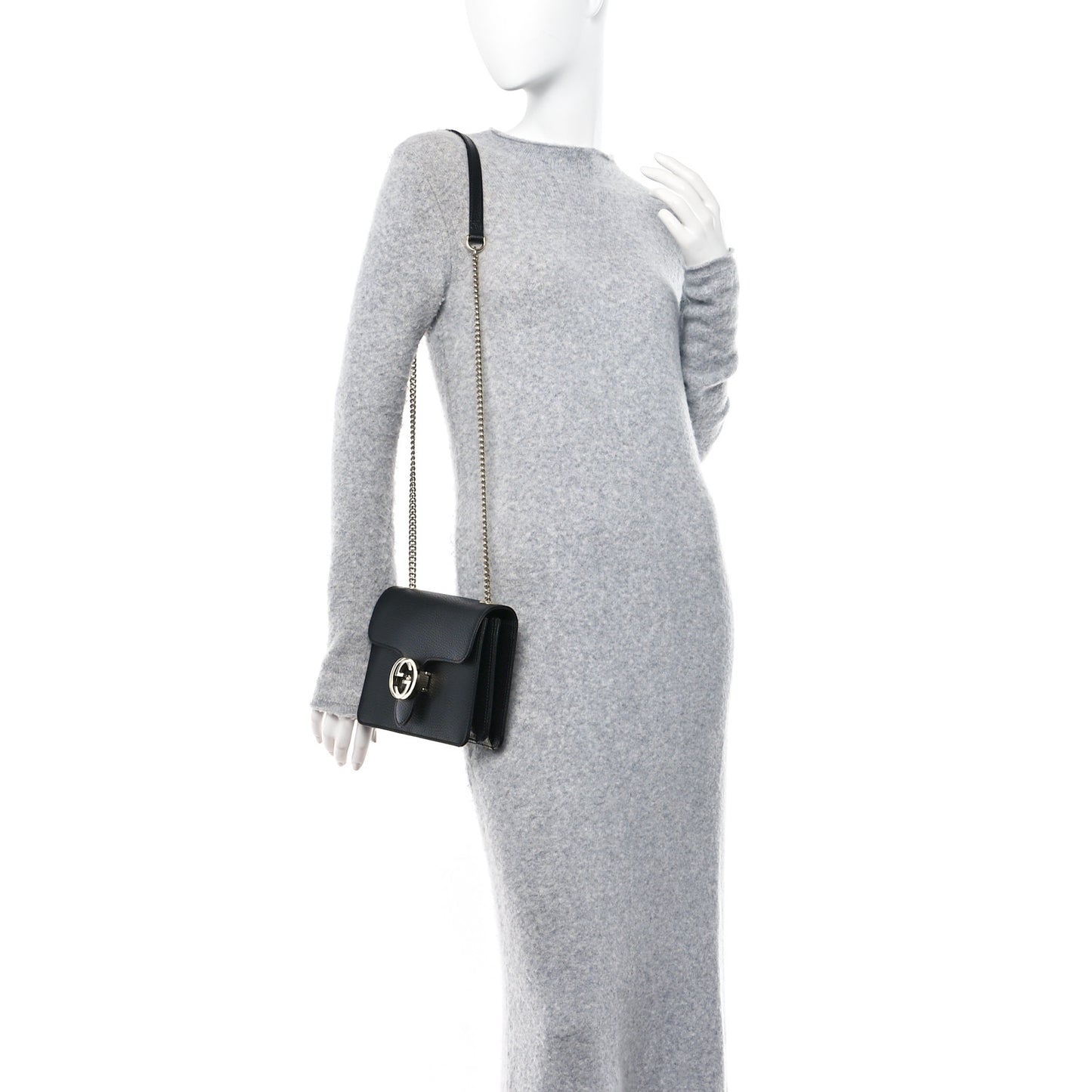 Dollar Calfskin Small Interlocking G Shoulder Bag Black