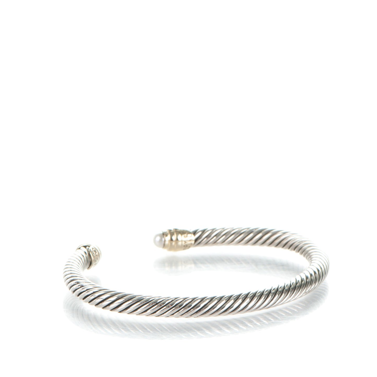 Sterling Silver 14K Yellow Gold Pearl 5mm Cable Classics Petite Color Bracelet