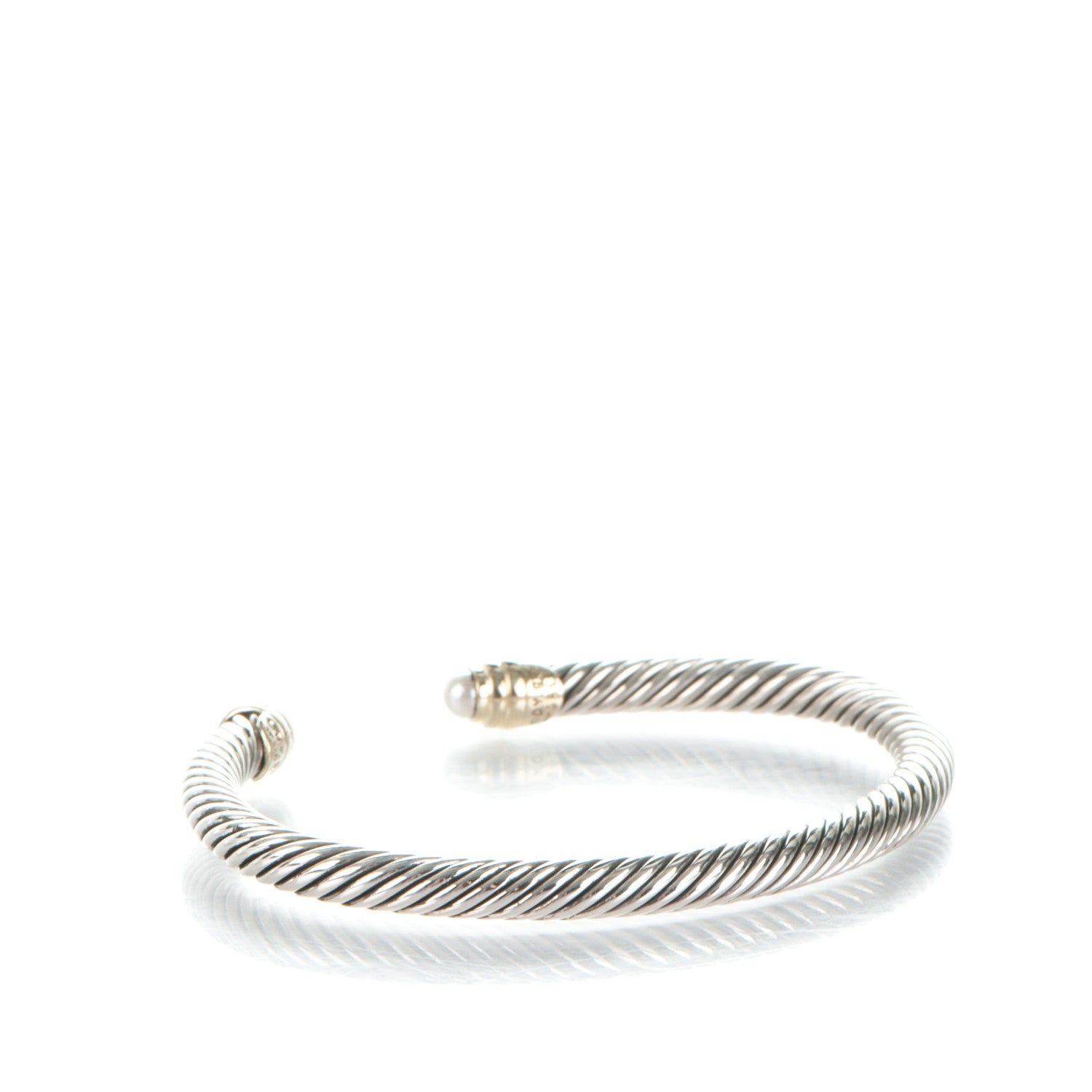 David Yurman Sterling Silver 14K Yellow Gold Pearl 5mm Cable Classics Petite Color Bracelet 3 of 4