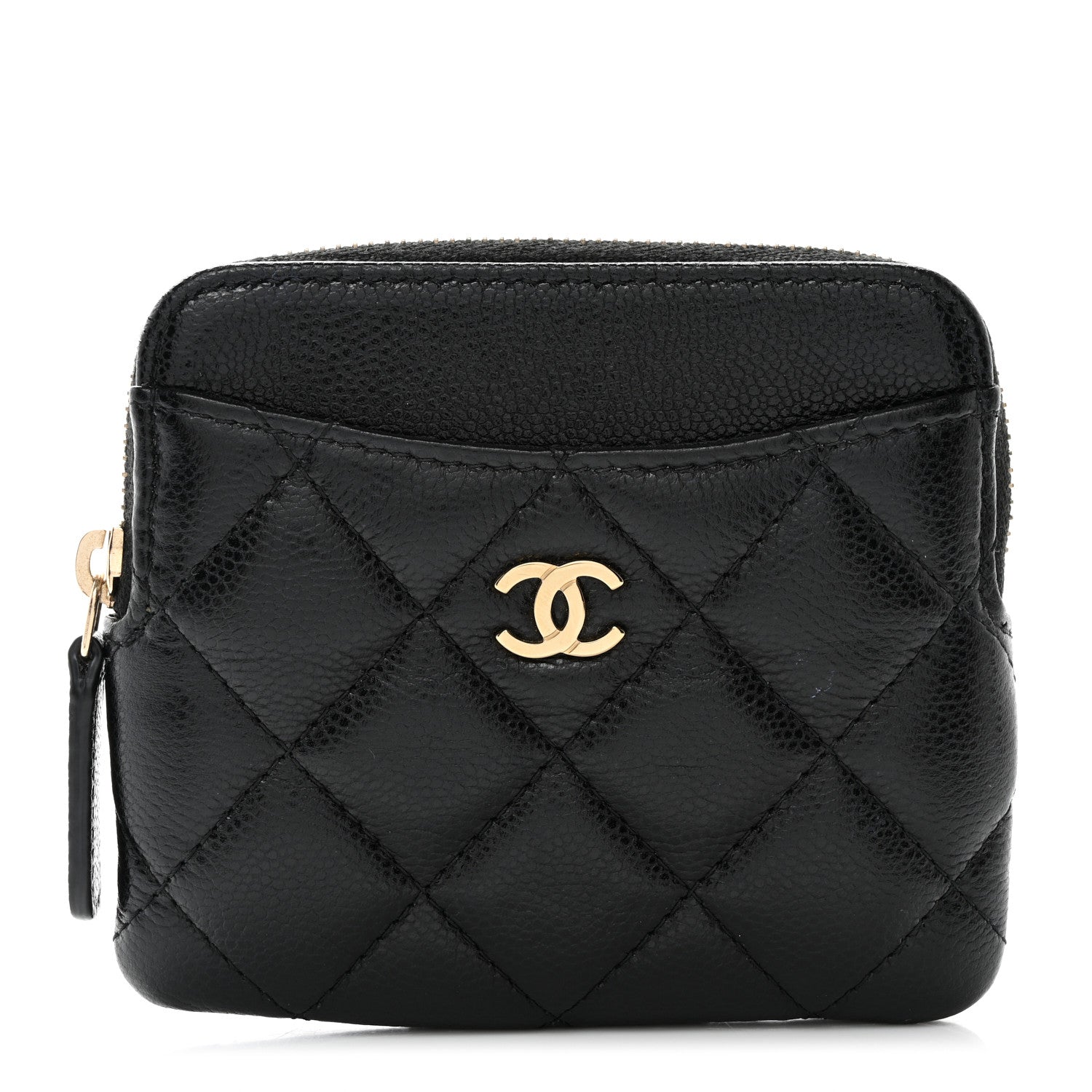 Chanel Caviar Quilted Zip Card Holder Wallet Black 1 of 8
