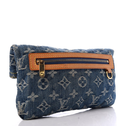 Louis Vuitton Monogram Denim Pochette Plat Clutch Blue 3 of 6