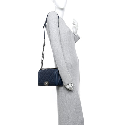 Chanel Calfskin Double Stitch Medium Boy Flap Marine 2 of 14