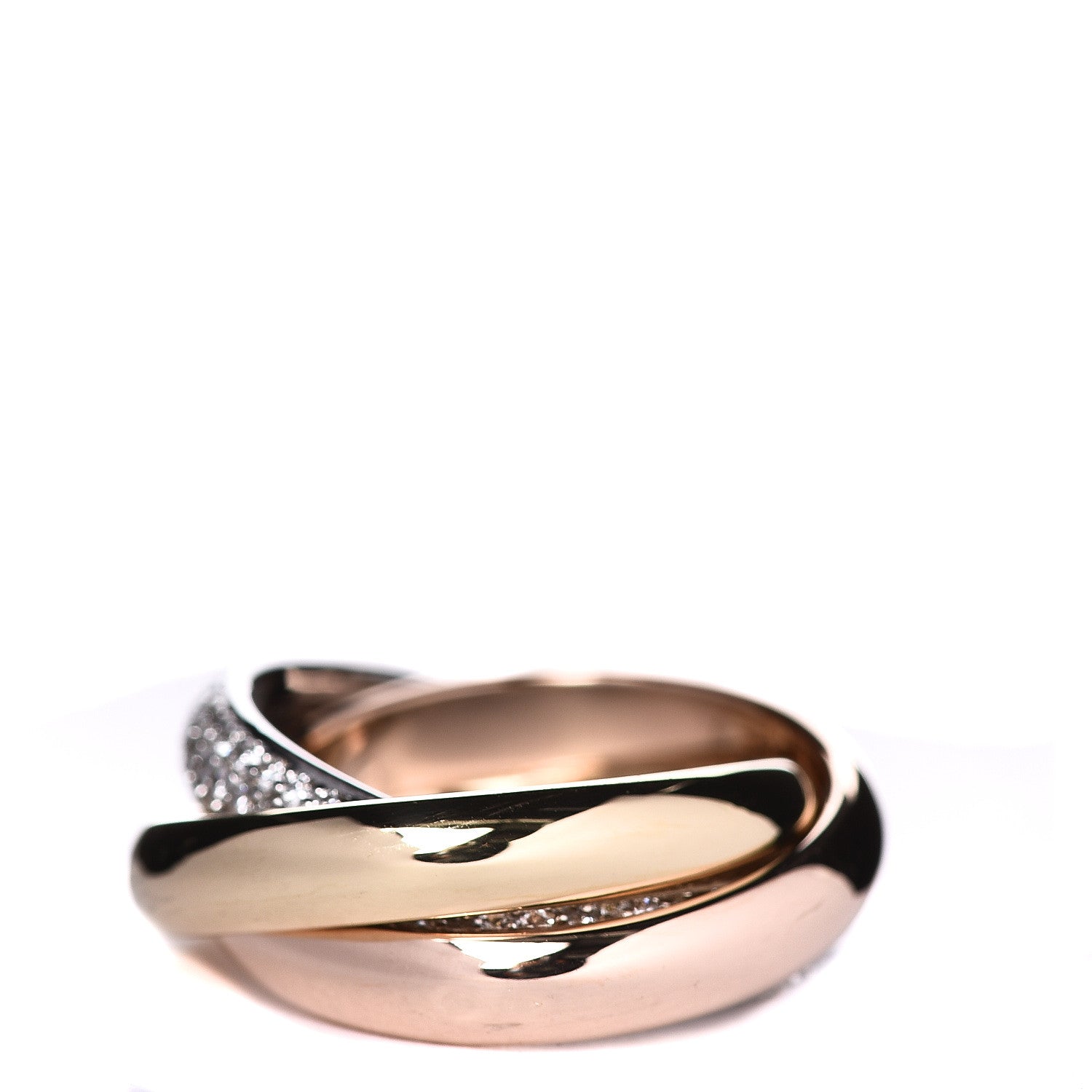 Cartier 18K White Yellow Pink Gold Diamond Classic Trinity Paved Ring 51 5.75 3 of 6