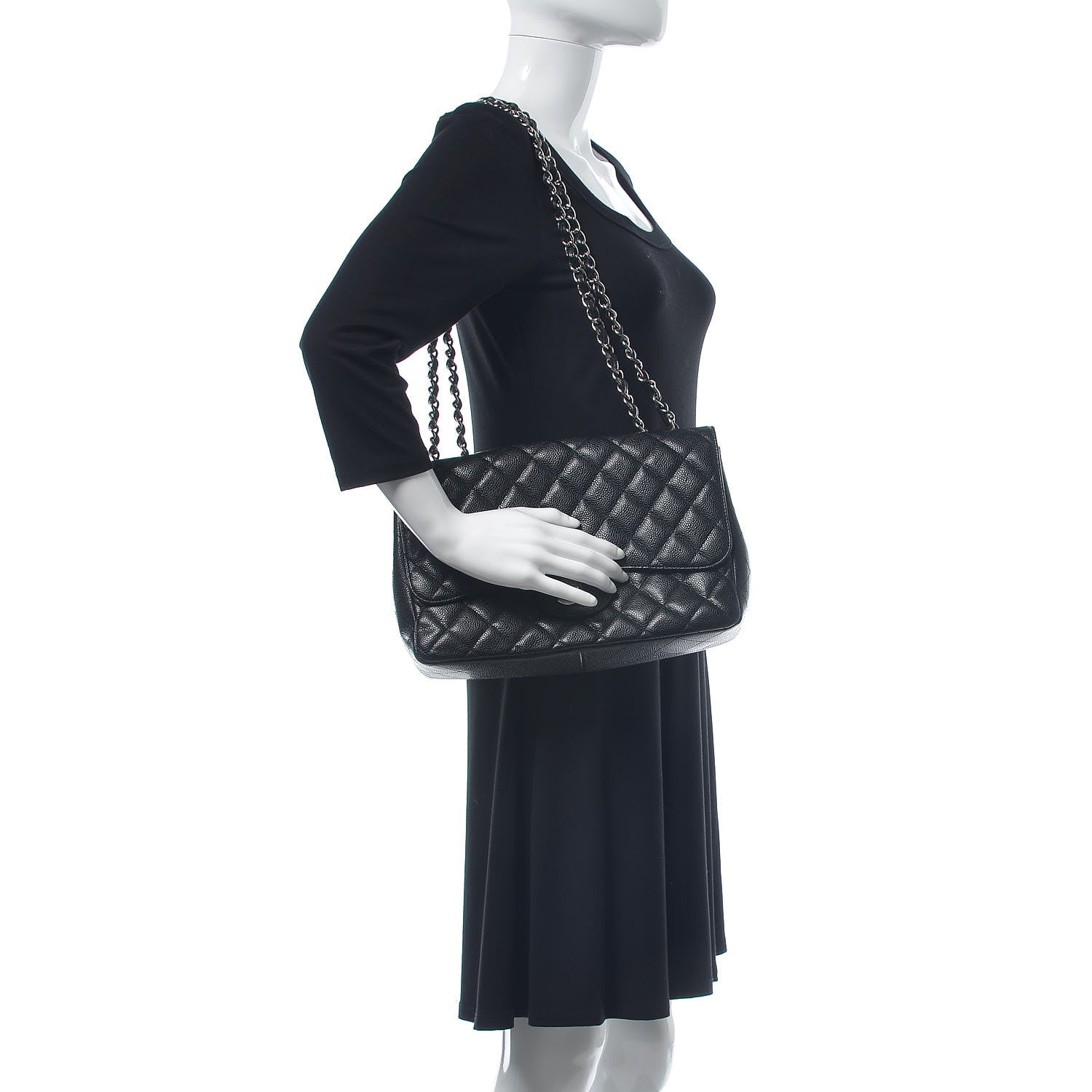Chanel Caviar Quilted Jumbo Single Flap Black 3 of 15