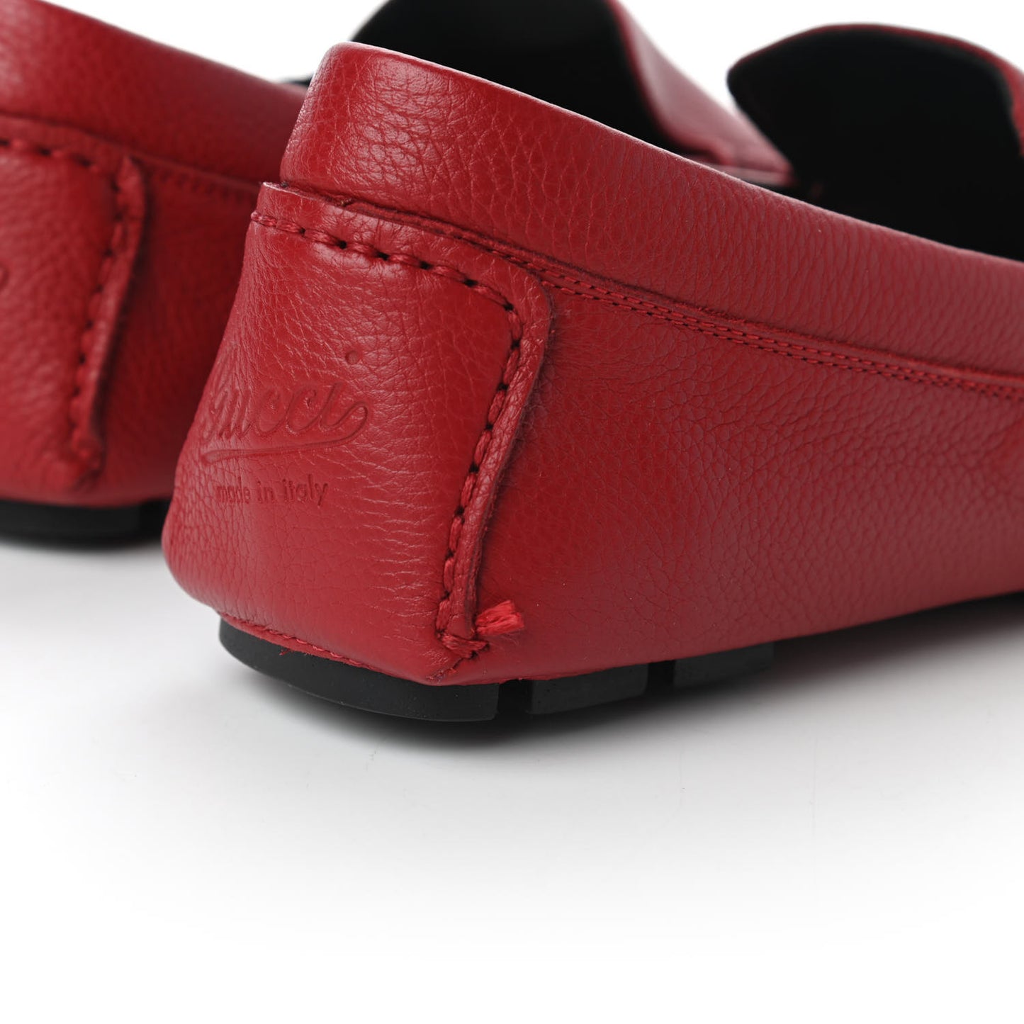 Calfskin Web Mens Driver Loafers 7 Red