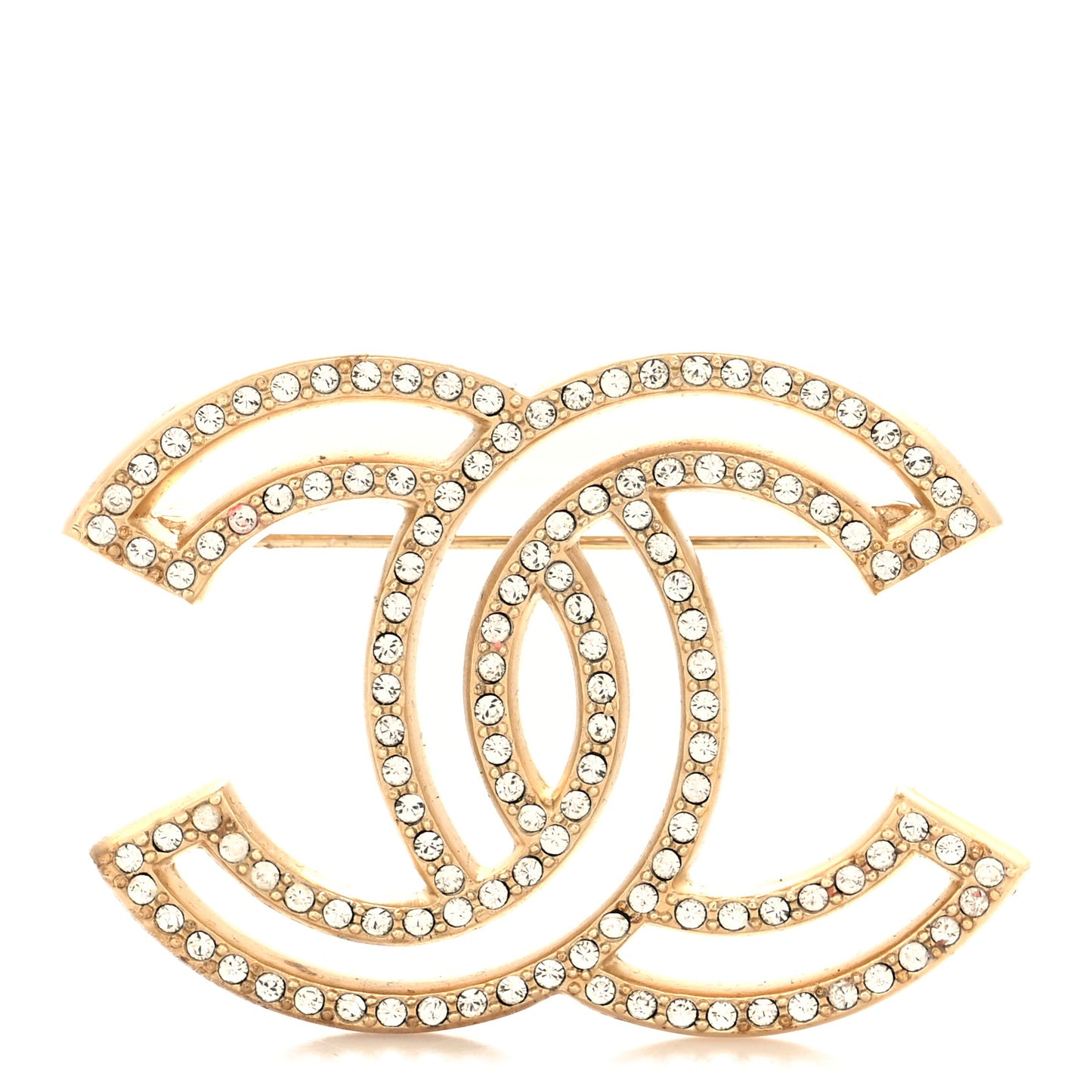 Crystal CC Brooch Light Gold