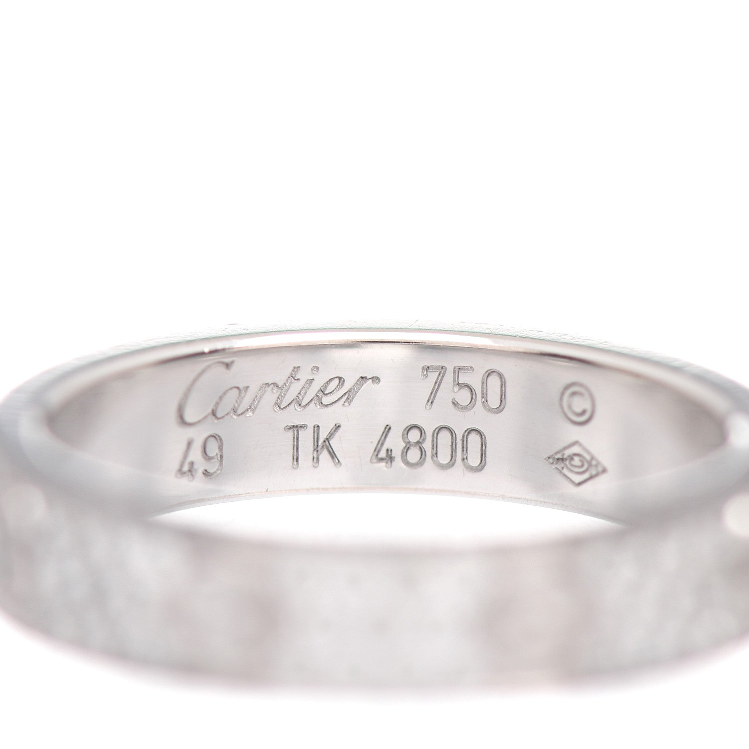 Cartier 18K White Gold Diamond 4mm LOVE Wedding Paved Band Ring 49 4.75 3 of 4