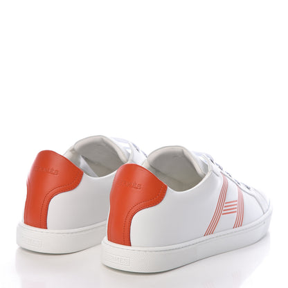 Hermes Calfskin Mens Advantage Sneakers 45 White Orange 4 of 8
