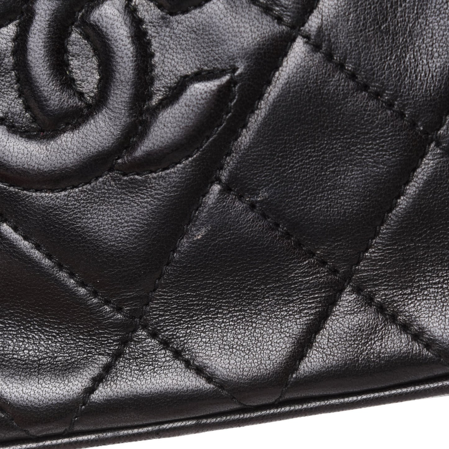 Lambskin Quilted Tassel Camera Case Black