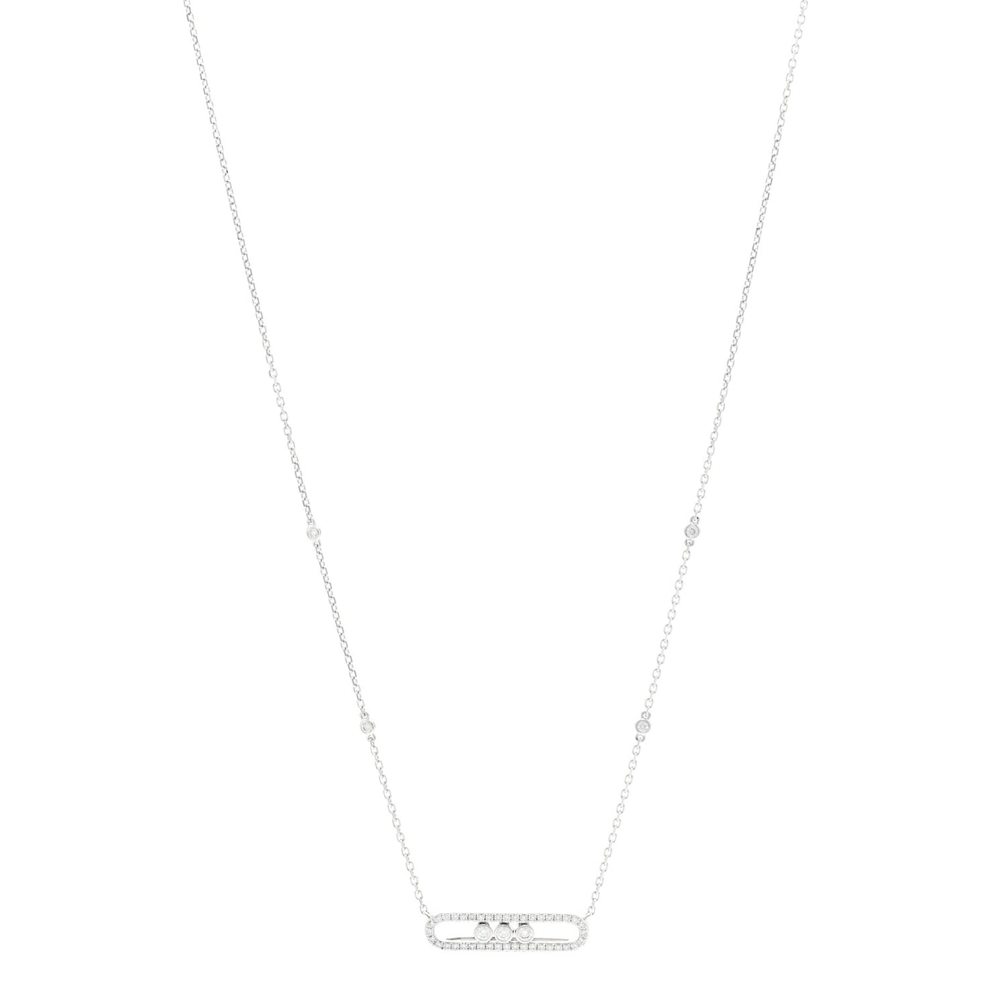 18K White Gold Diamond Baby Move Pave Necklace