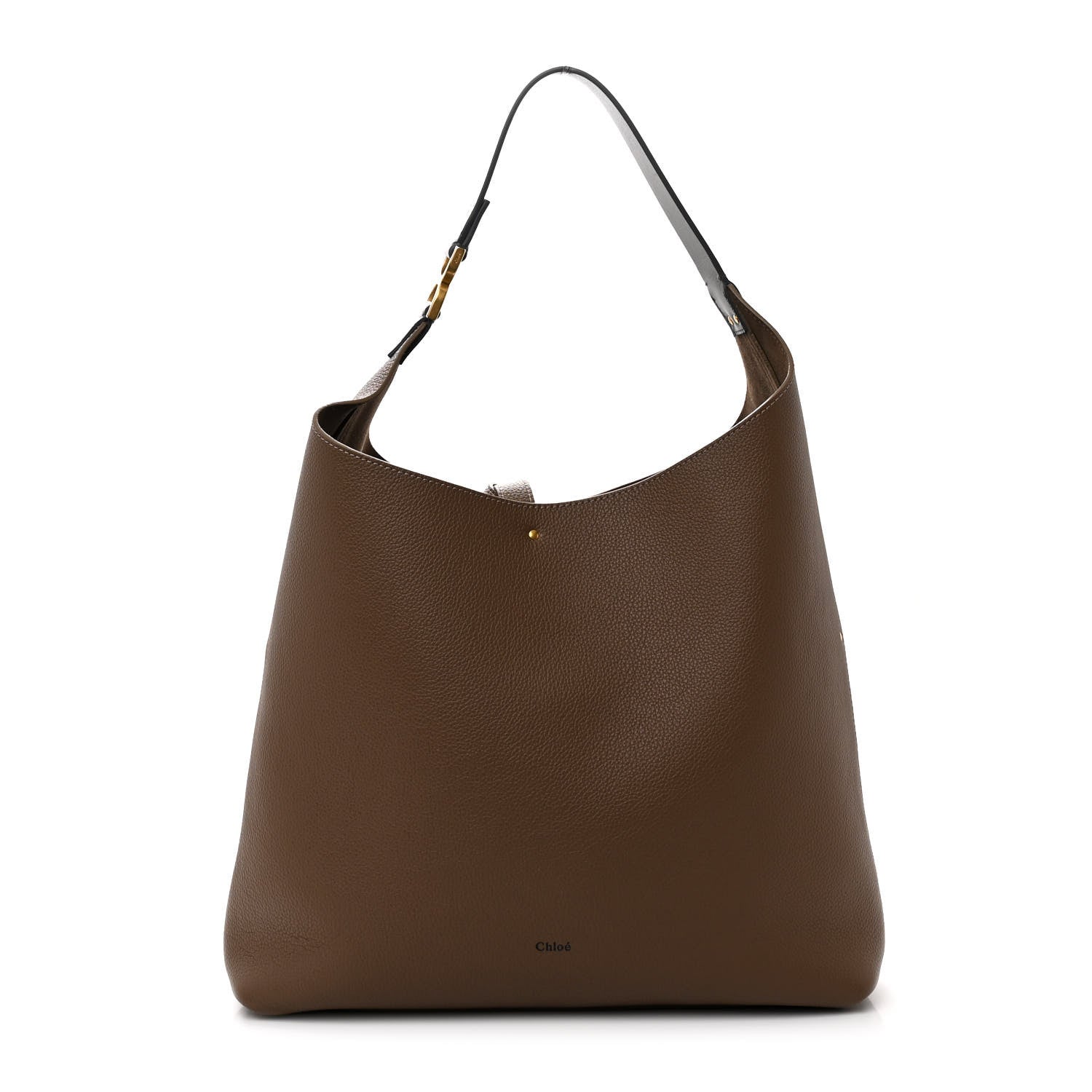 Chloe Grained Calfskin Marcie Hobo Tote Dark Nut 1 of 10