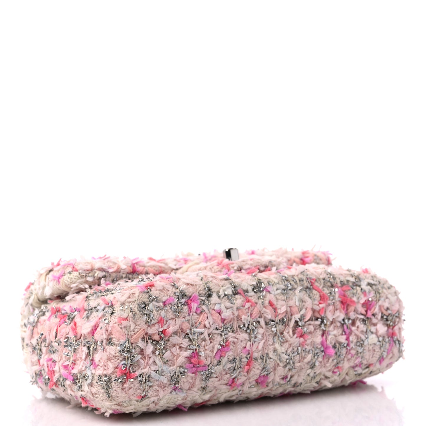 Tweed Quilted Mini Rectangular Flap Light Pink Silver Blue