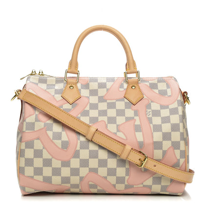 Louis Vuitton Damier Azur Tahitienne Speedy Bandouliere 30 Rose Ballerine 1 of 7