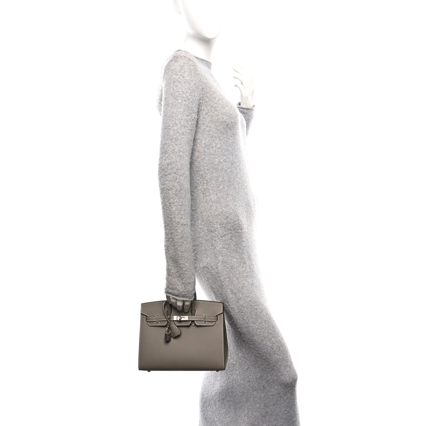 Epsom Horseshoe Birkin Sellier 25 Gris Asphalte Gris Perle