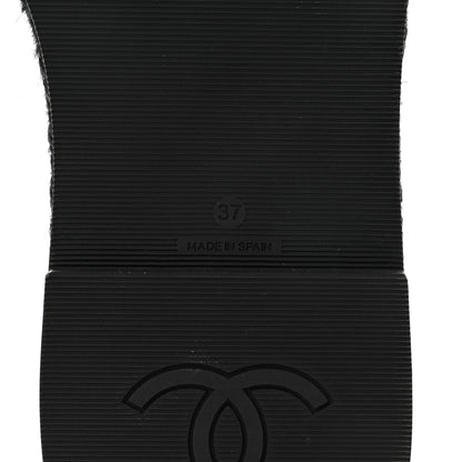 Chanel Lambskin Espadrille Mule Sandals 37 Black 6 of 8