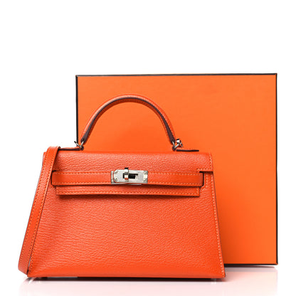 Hermes Chevre Mysore Verso Mini Kelly Sellier 20 Feu Rose Eglantine 10 of 10