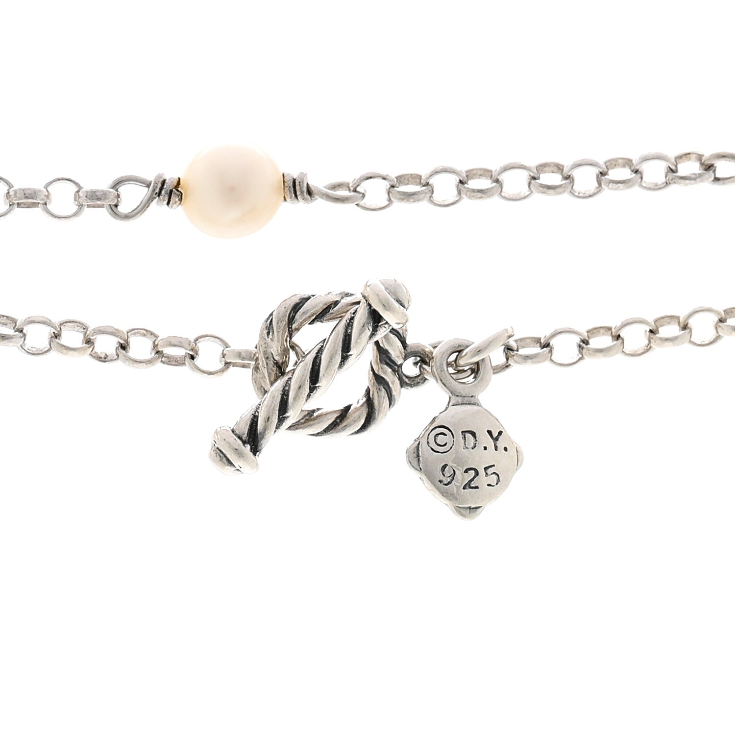 David Yurman Sterling Silver Freshwater Cultured Pearl Station Long Necklace 4 of 4